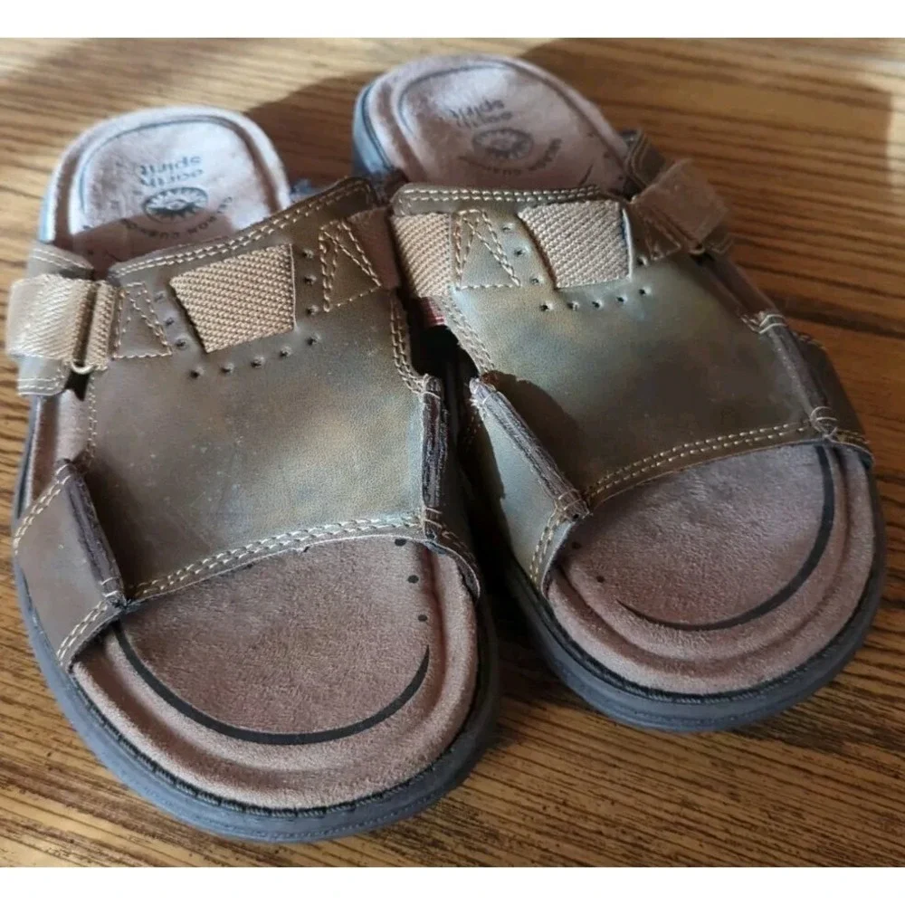 EARTH SPIRIT Men's Brown Cushion Sandals Size 8 Summer Festival BBQ Beach Party